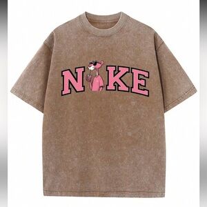 Men Brown T-Shirt with Pink Graphic
